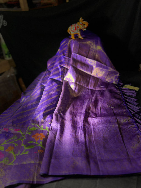 South silk saree with paithani design