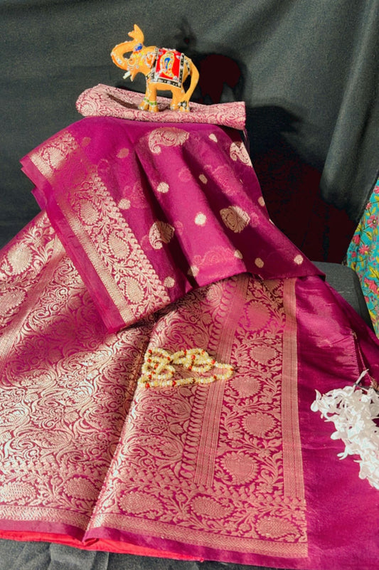Semi georgette Saree wine colour