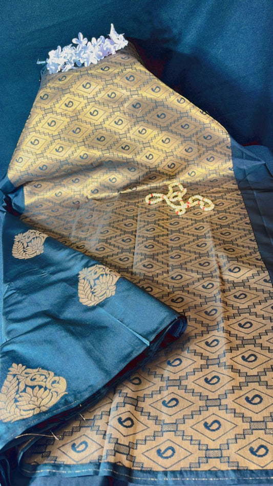Black double wrap Empallai soft silk saree