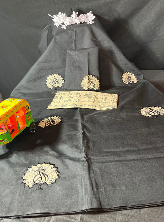 South cotton saree with hand embroidery work