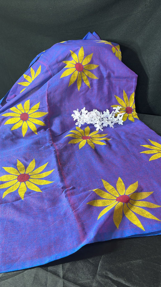 Hand painted khadi saree