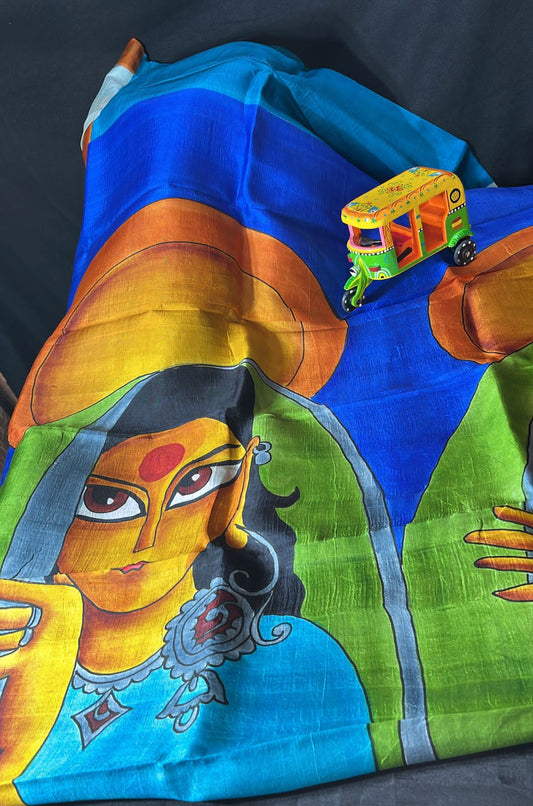 Hand painted on pure silk saree