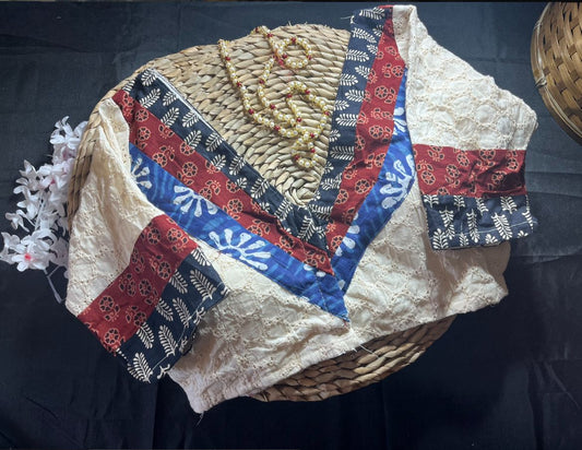 Hakoba with Ajrakh work blouse