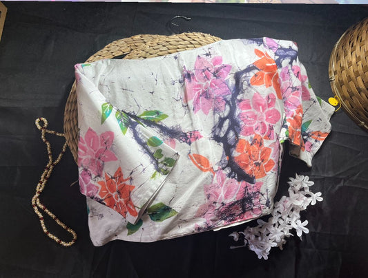 Floral print plus size blouse