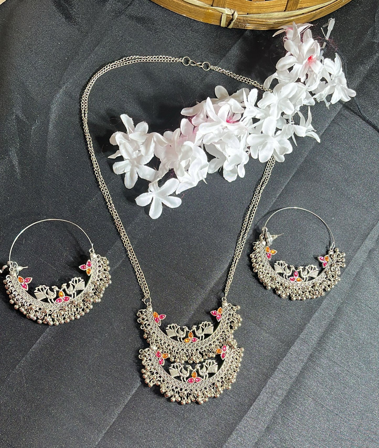 Long chain oxidized jewellery set SALE