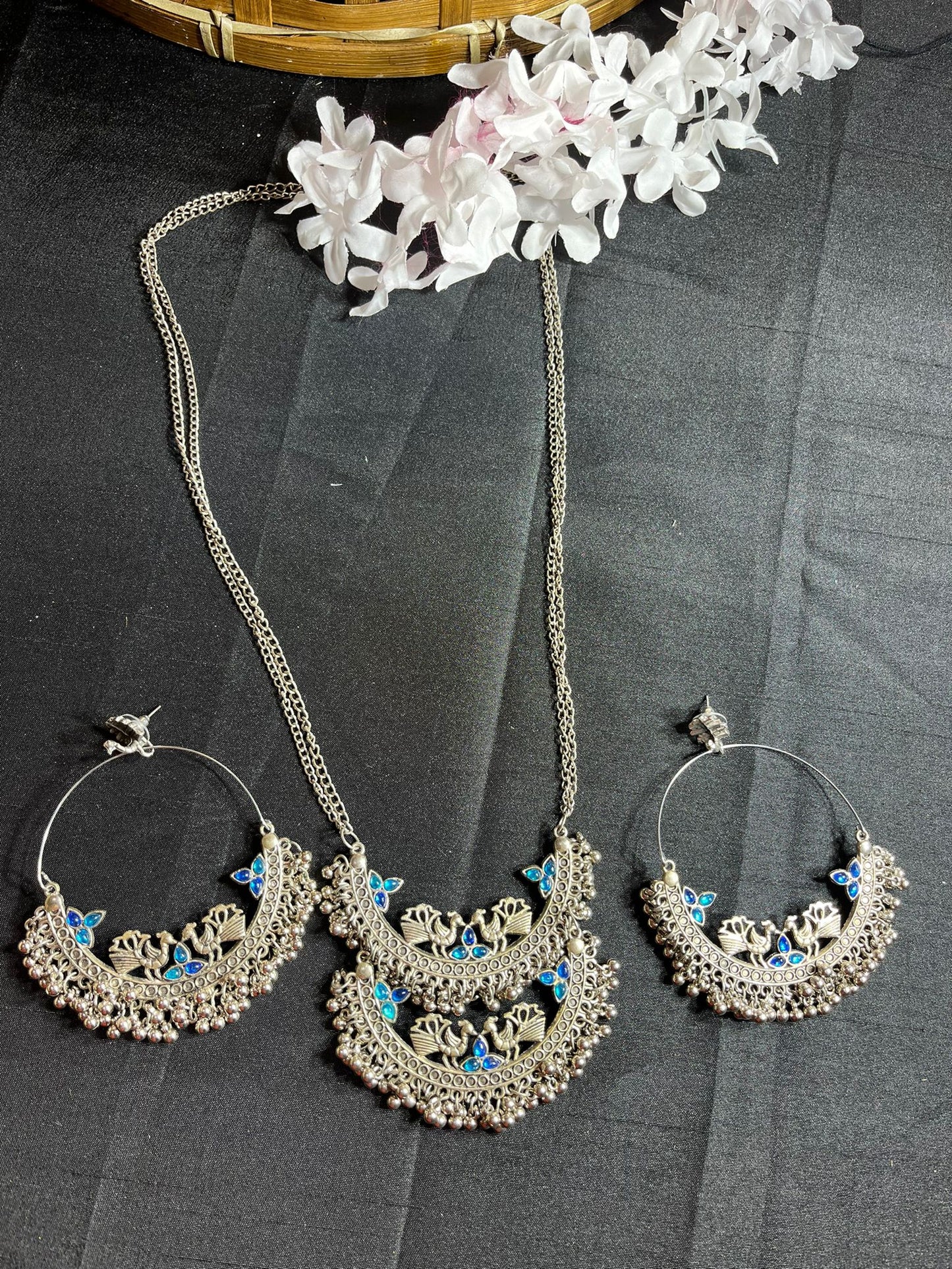 Long chain oxidized jewellery set SALE