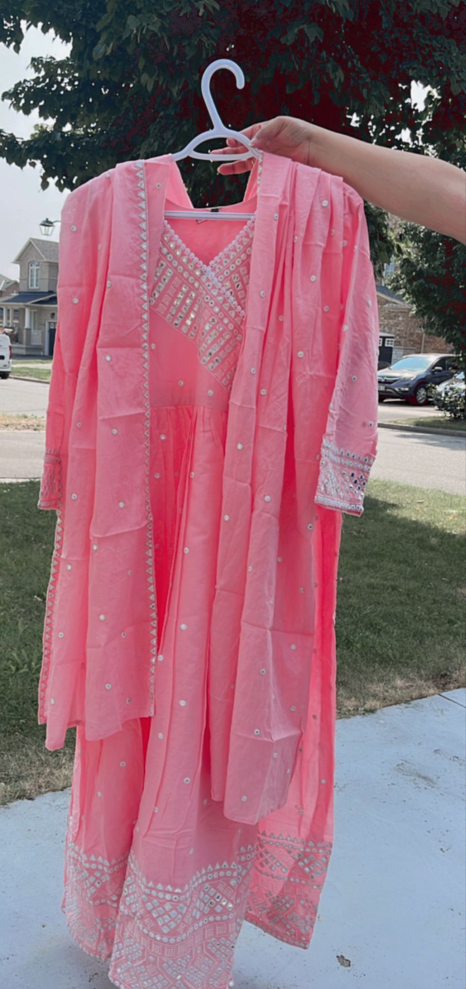Anarkali light pink suit with dupatta