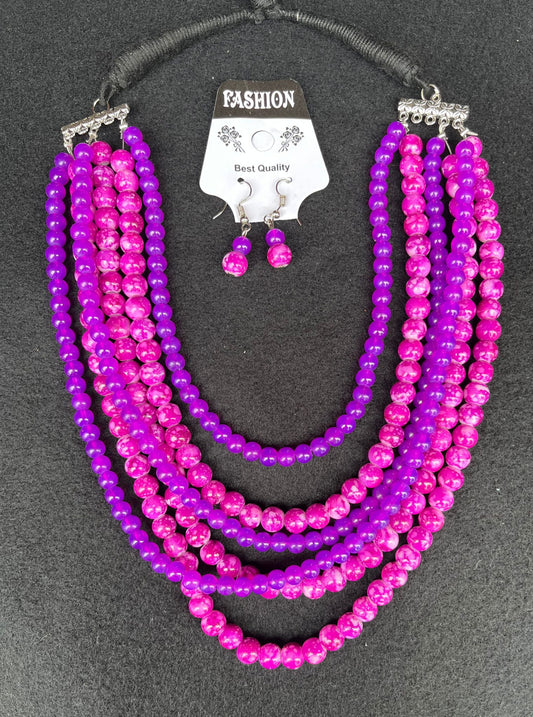 Pink beaded jewellery set Sale