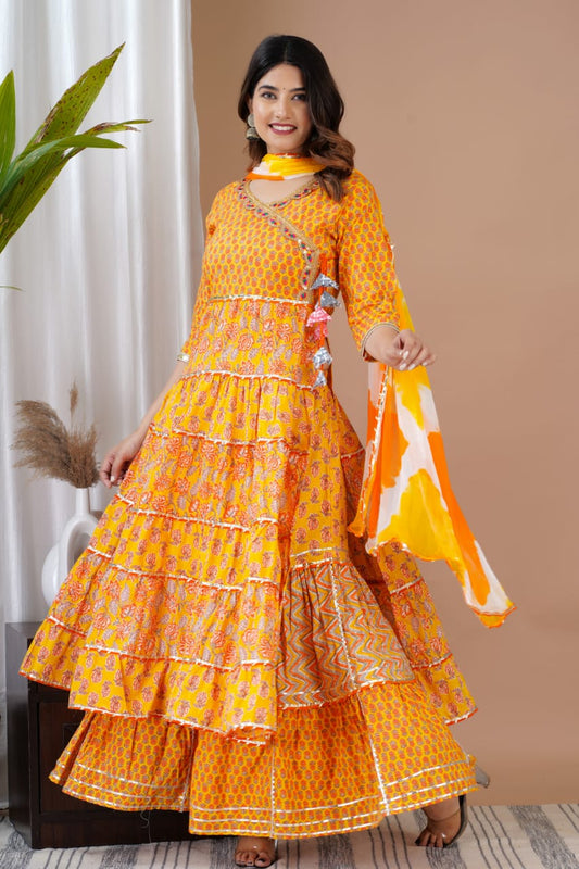 Yellow sharara set