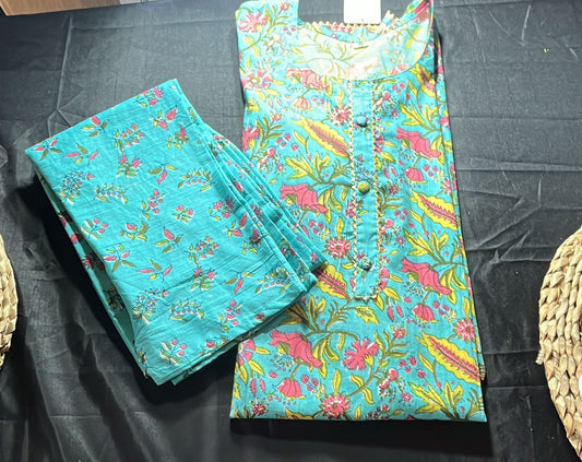Reyon cambric kurti palazzo set