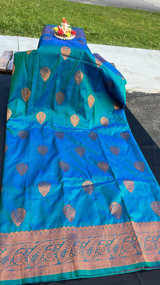 KATAN SILK DUAL TONE SAREE