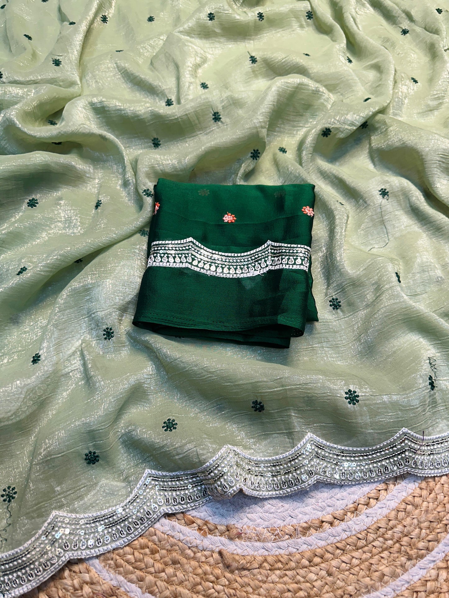 Cruncy chiffon brasso saree