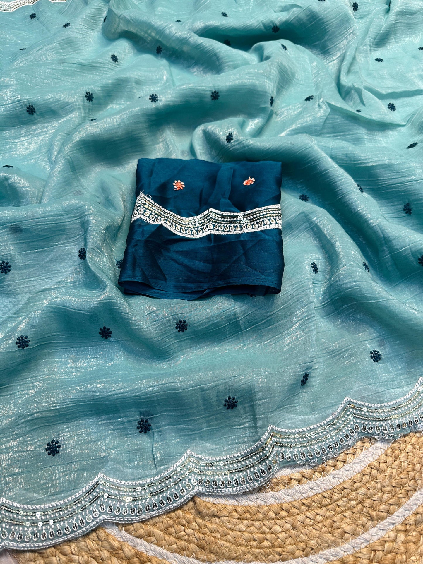 Cruncy chiffon brasso saree