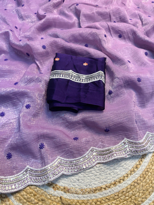 Cruncy chiffon brasso saree
