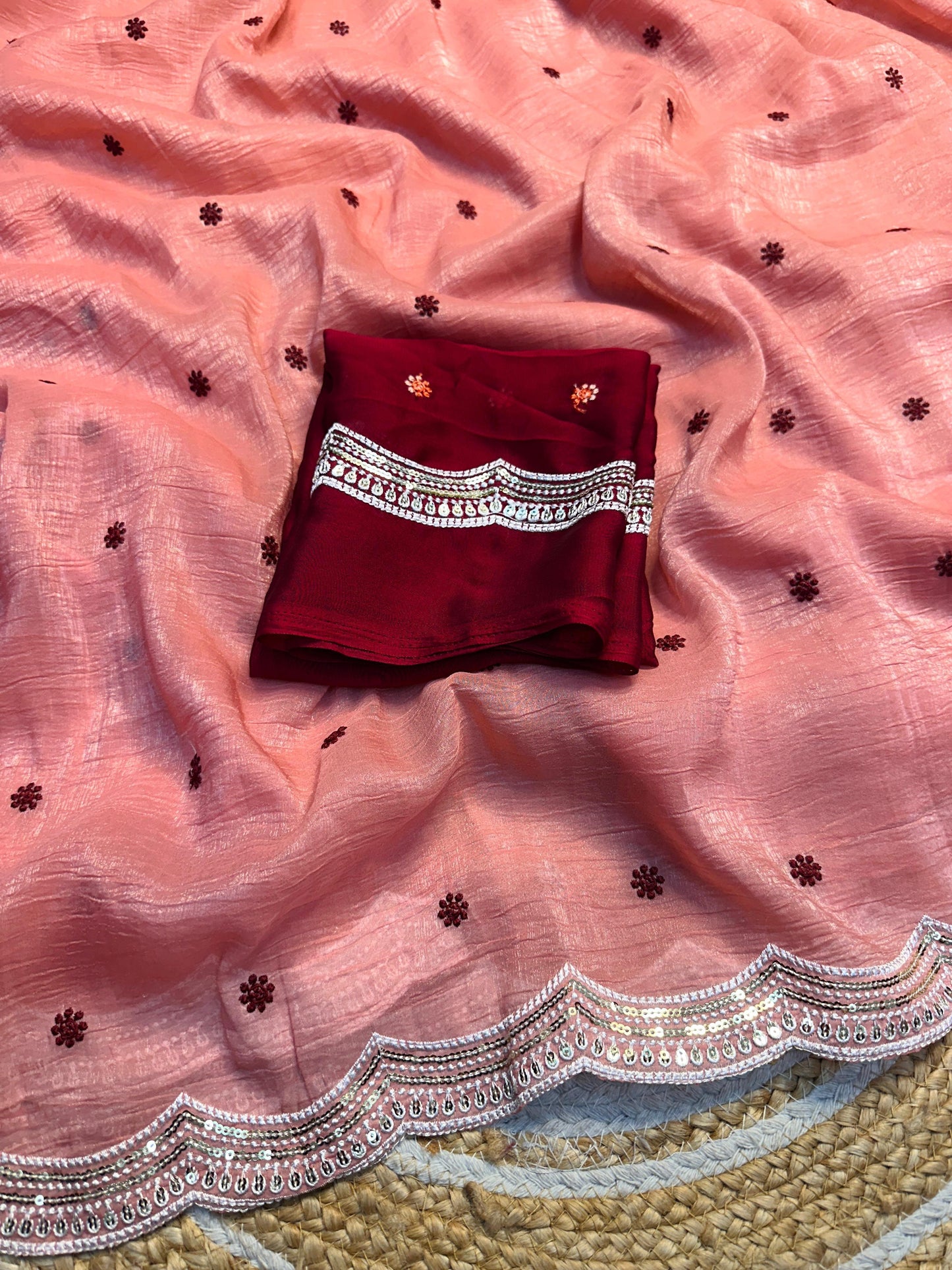 Cruncy chiffon brasso saree