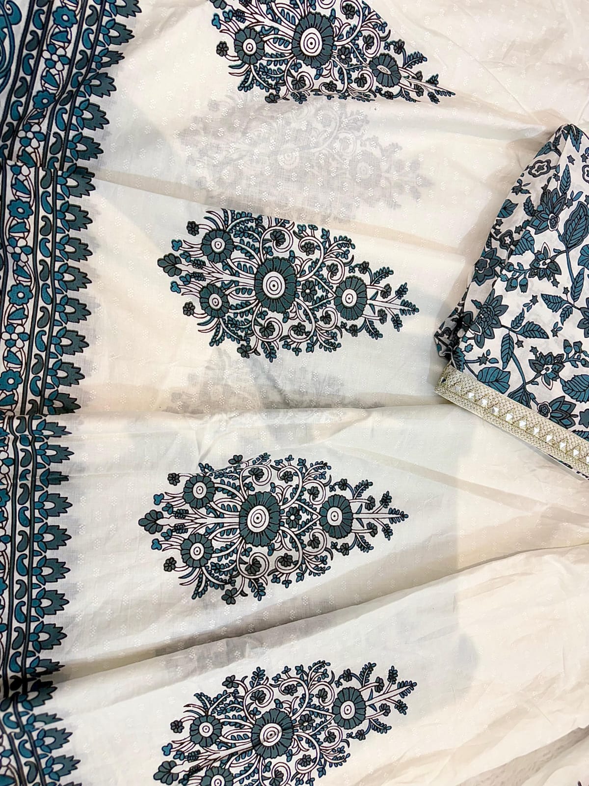 3 piece alia cotton flair kurti with pant and dupatta
