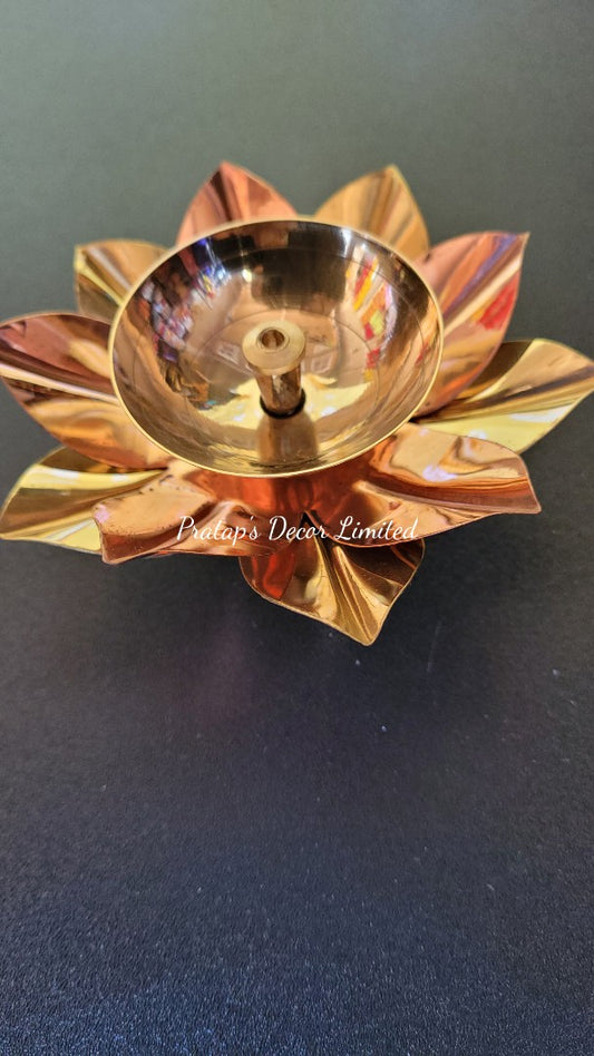 Metal lotus shaped diya