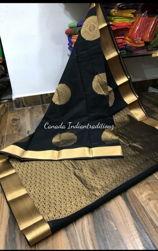 COTTON SILK SAREE WITH ROUND MOTIFS