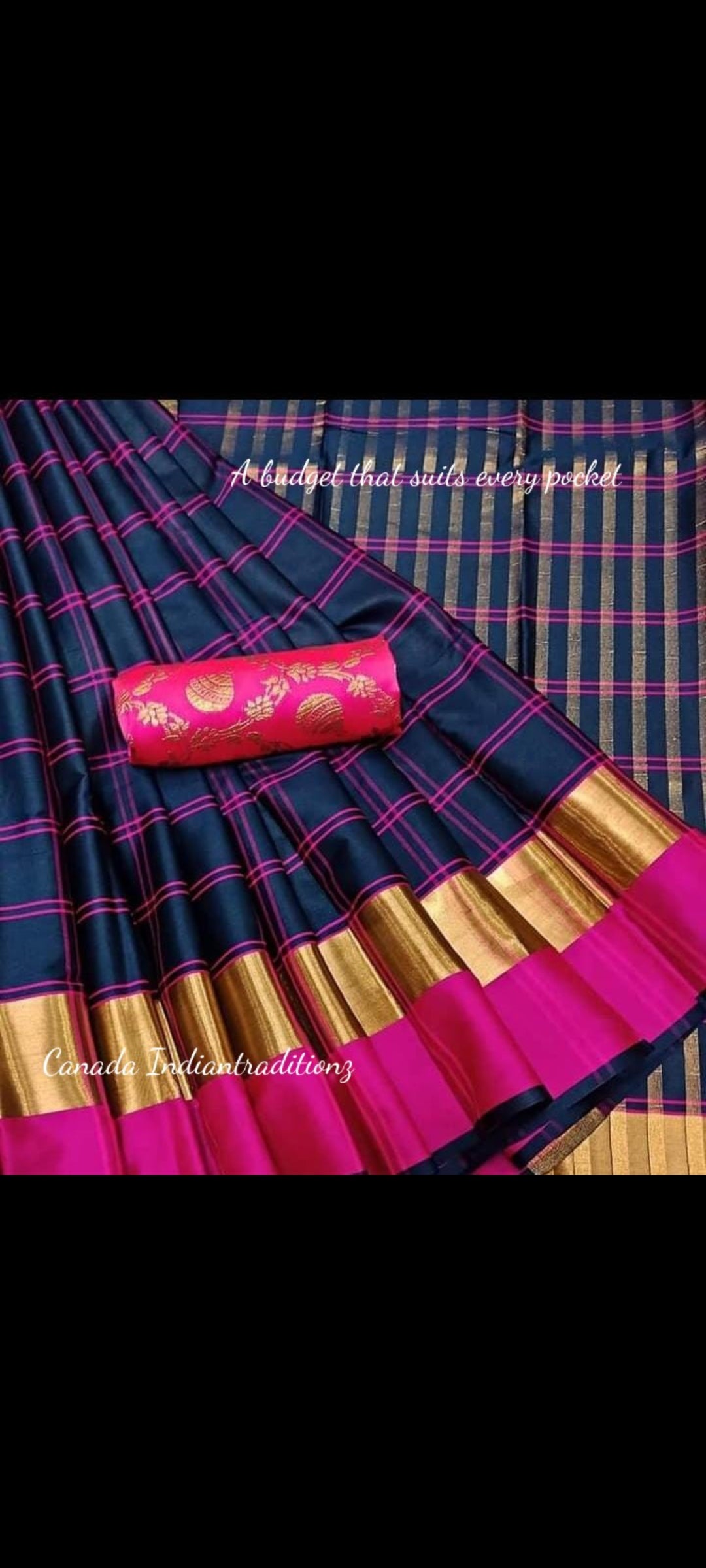 CHECKERS DESIGN AURA SPUN SILK SAREE