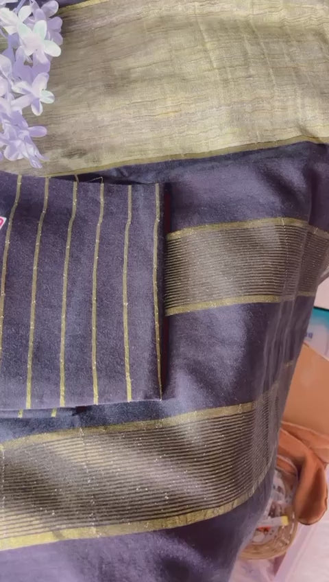 Semi tussar saree with embroidery work