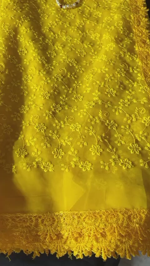 Simple chikenkari work saree